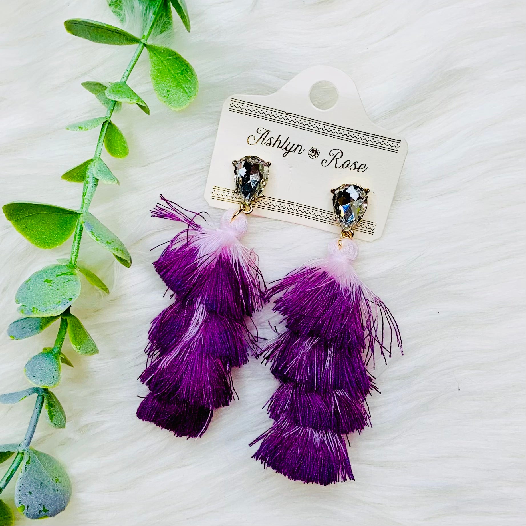 Ombre Tassel Gem Earrings