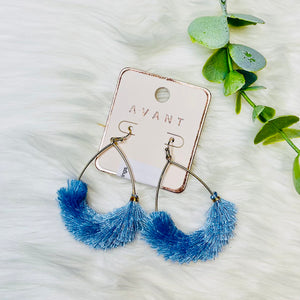 Open Teardrop Metal Tassel Earrings