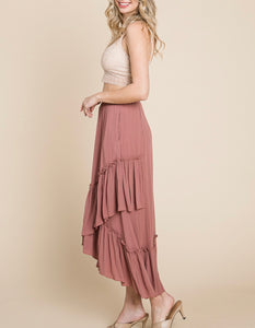 MAUVE RUFFLE MAXI SKIRT