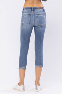 Mid Rise Destroyed Judy Blue Capris Denim - PLUS 22W