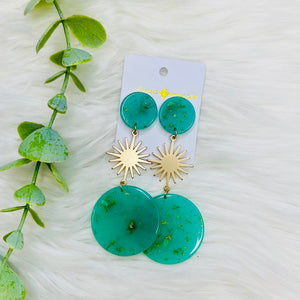 Mint Gold Sun Earrings