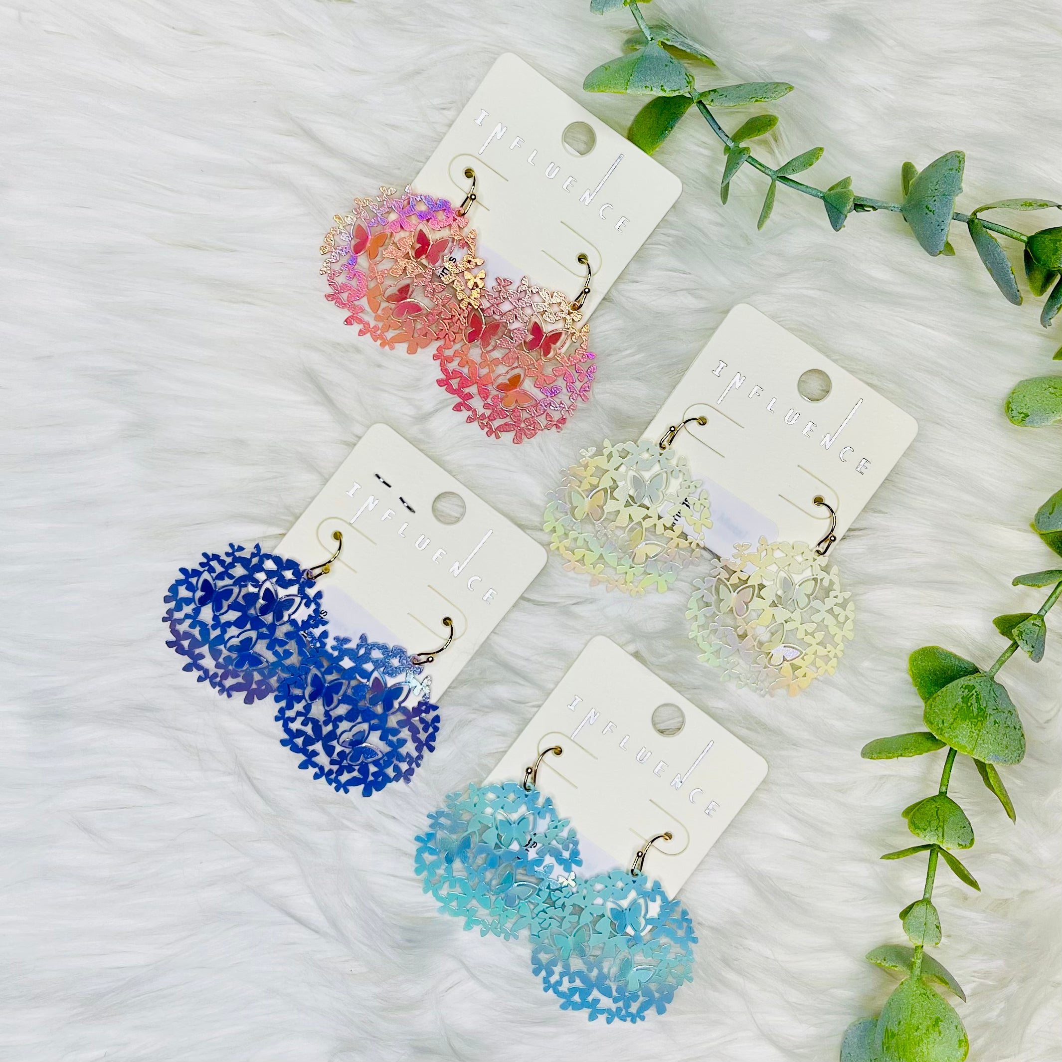 Butterfly Iridescent Cluster Earrings