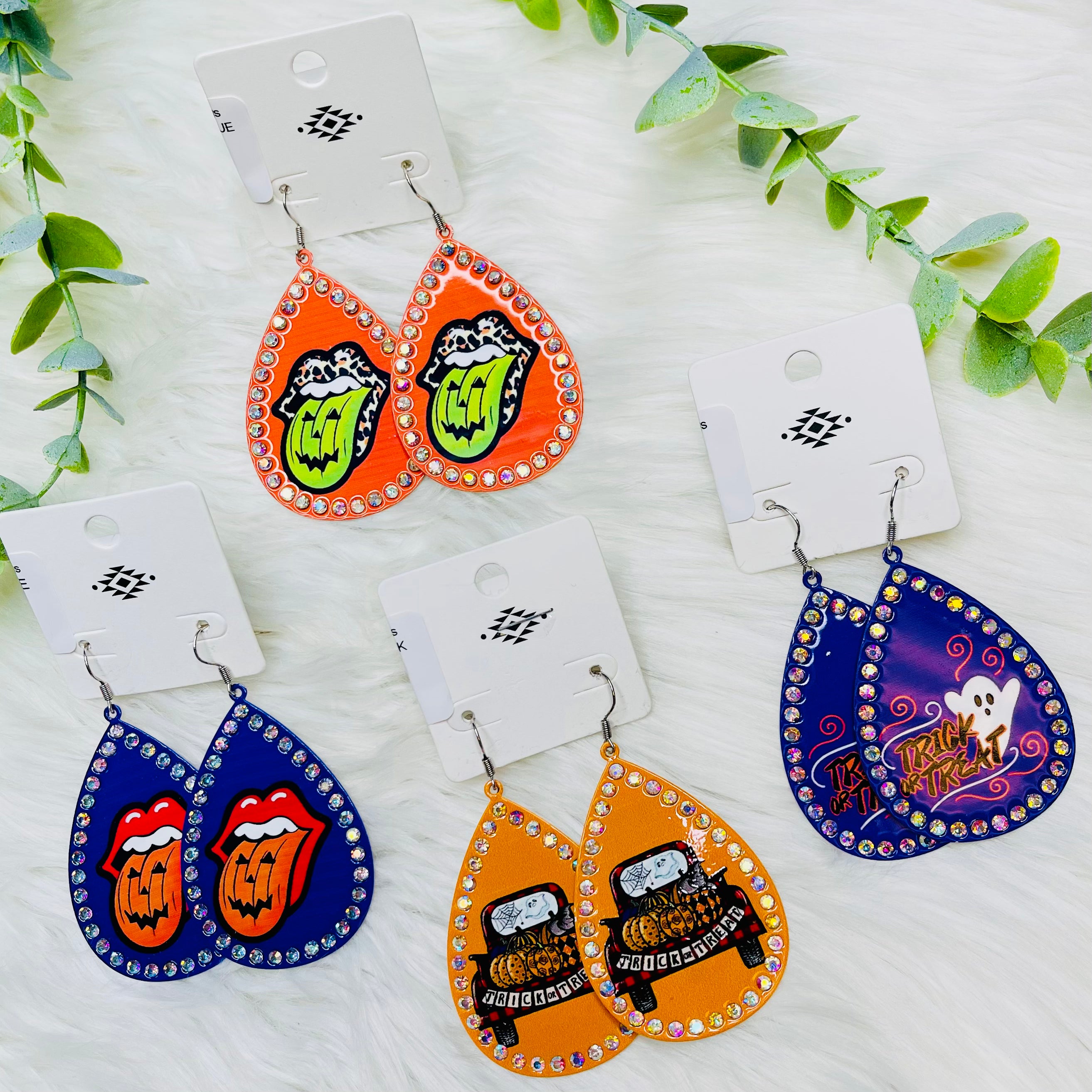 Bling Teardrop Halloween Earrings