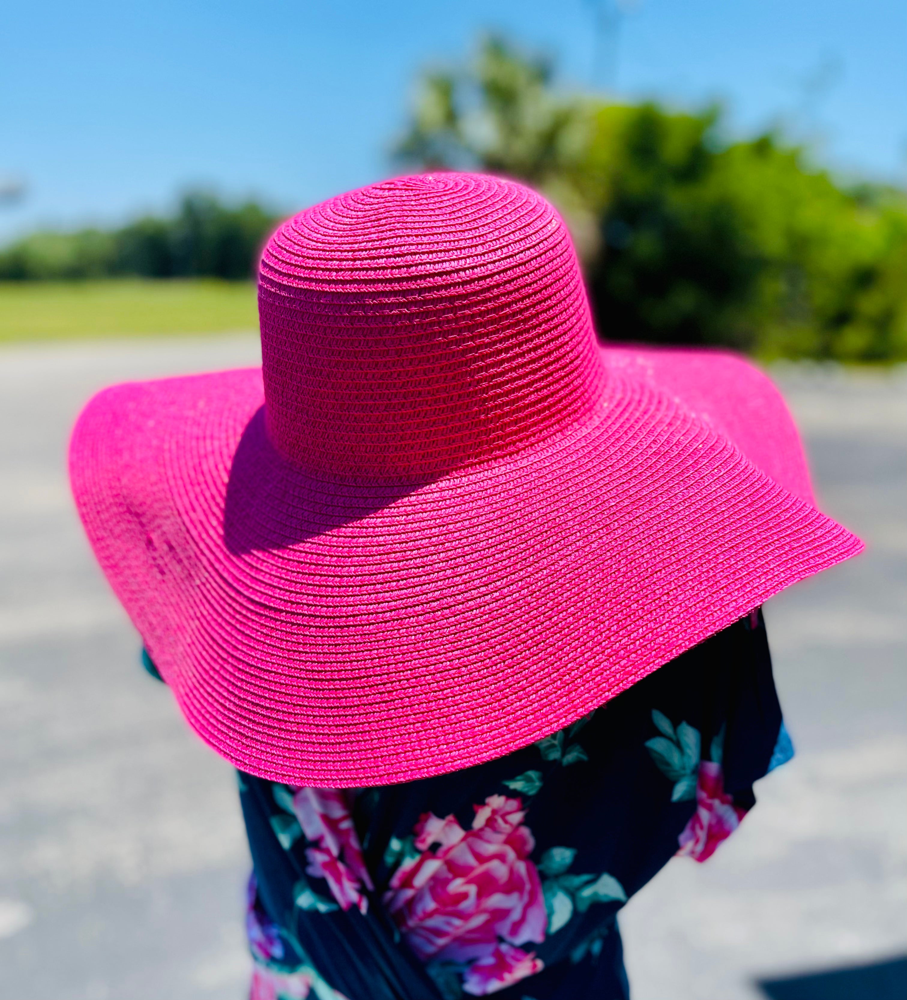 Fuchsia Straw Floppy Sun Hat