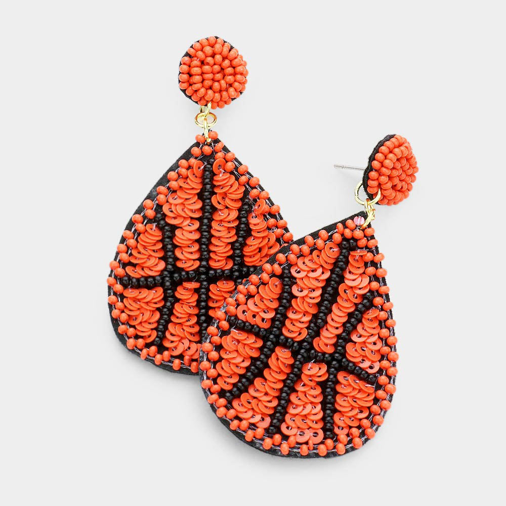 Sports Seedbead Teardrop Earrings