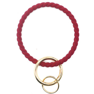 Twisted Textured Silicone Key Ring Bangle Keychain Bracelet
