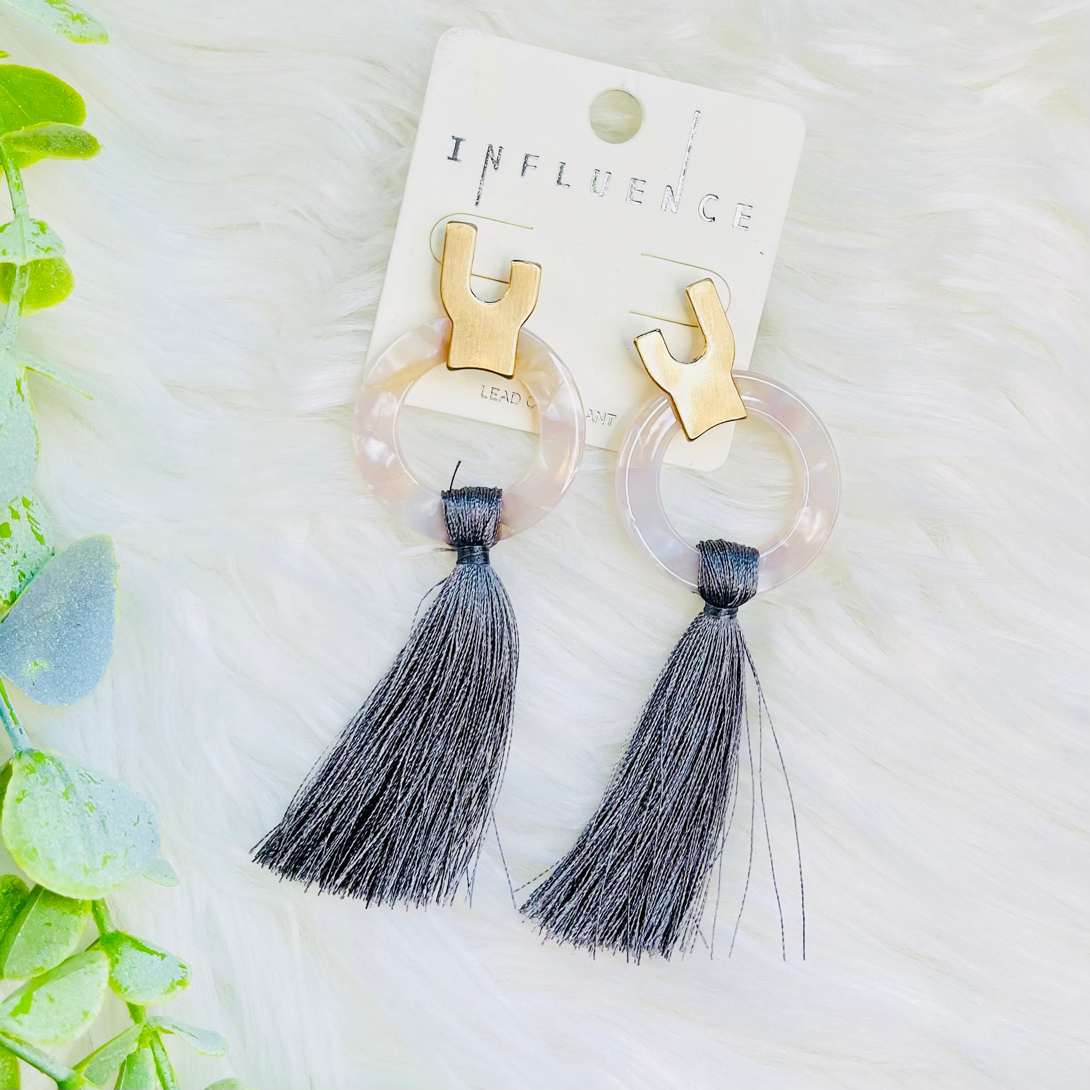 Acrylic Tassel Wishbone Earrings