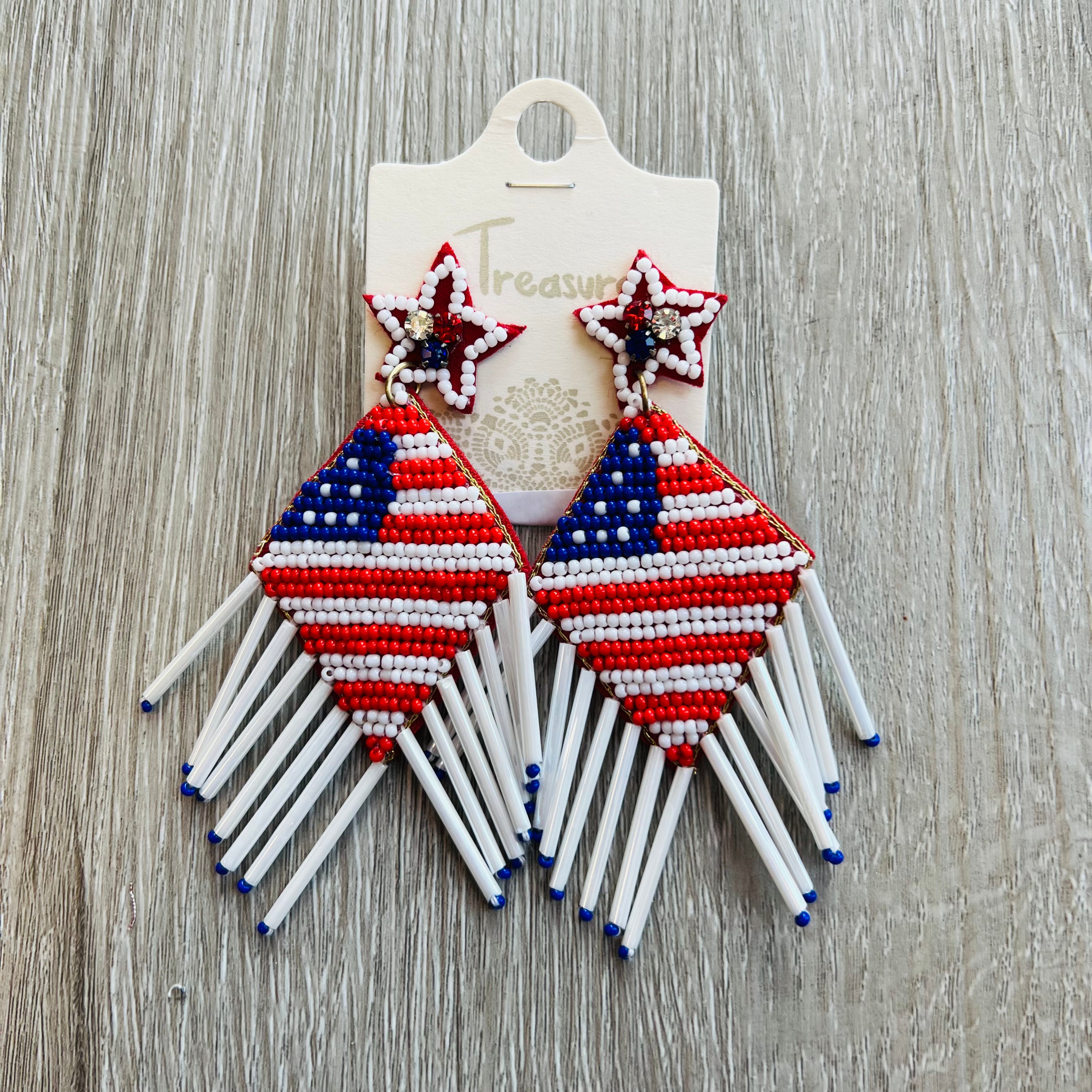 USA DIAMOND WHITE FRINGE EARRINGS