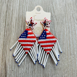 USA DIAMOND WHITE FRINGE EARRINGS