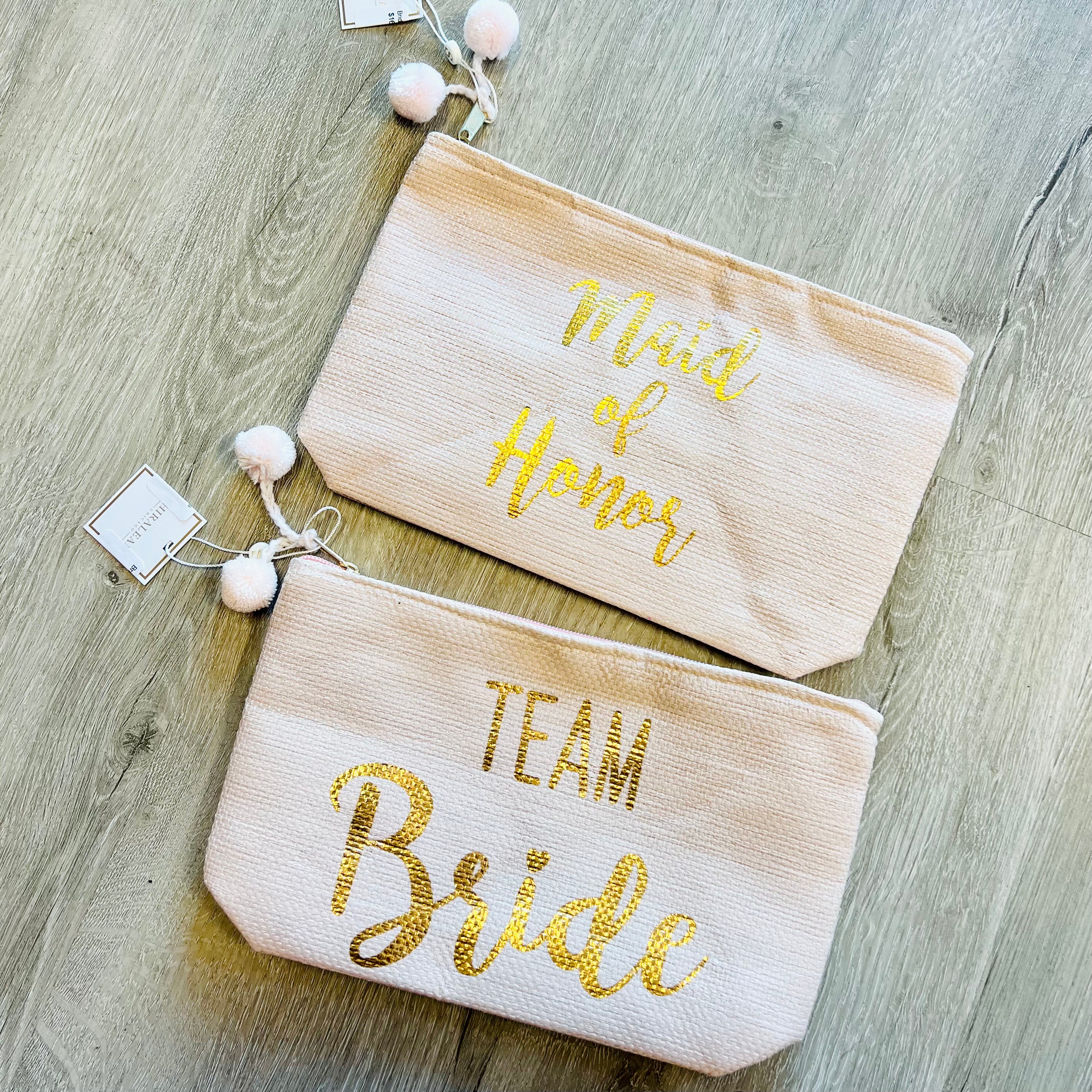 Bridal Pouches With PomPoms