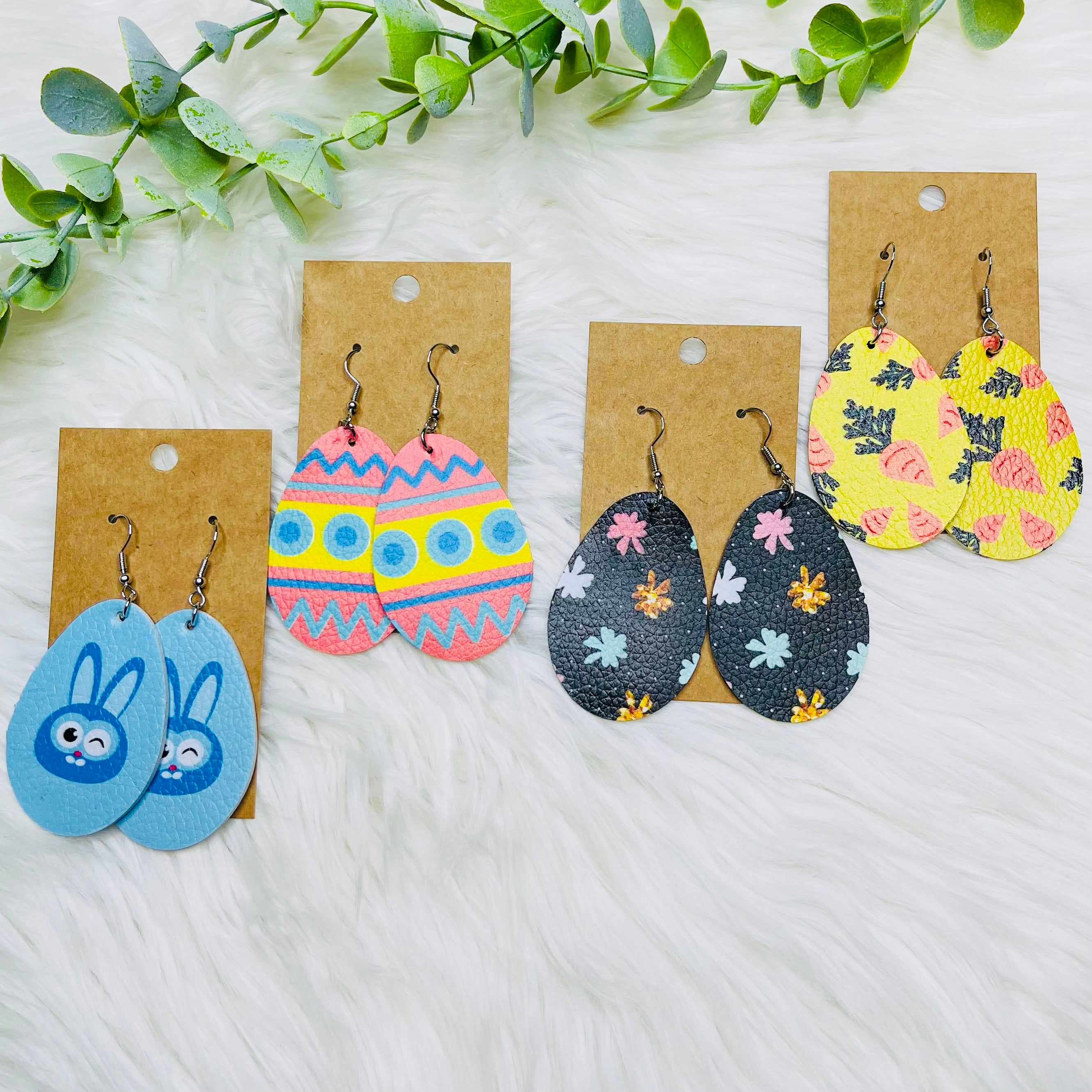 Easter Faux Leather Earrings- SALE