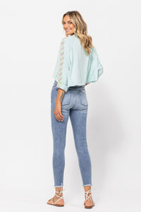 Judy Blue Medium Wash Mid Rise Skinny Destroyed Jeans - PLUS