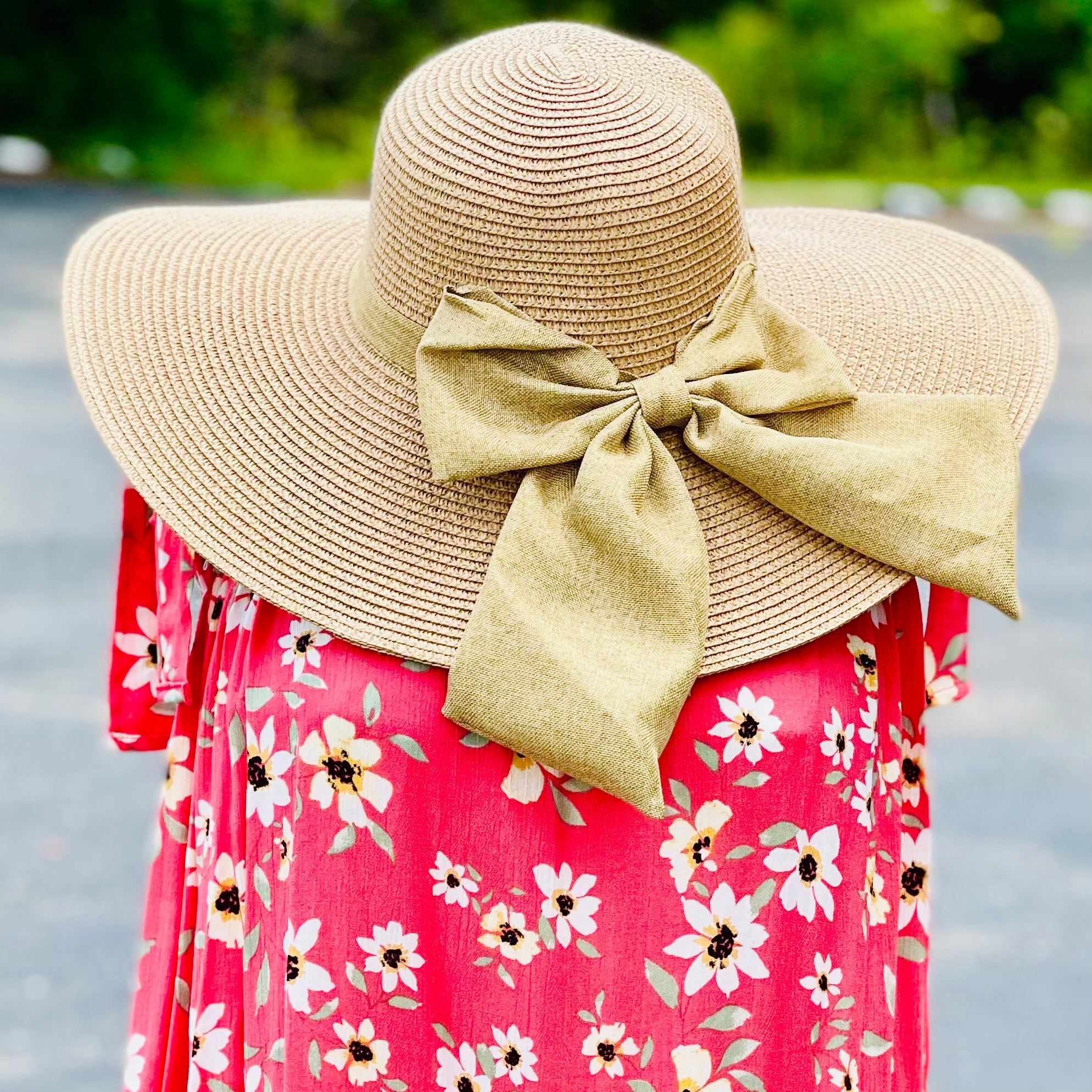 Ribbon Accent Beach Straw Sun Hat