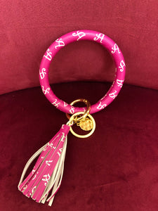 Pink Initial Wristlet Key Chain
