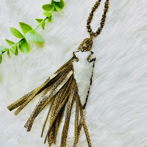 White Arrow Stone Tassel Necklace