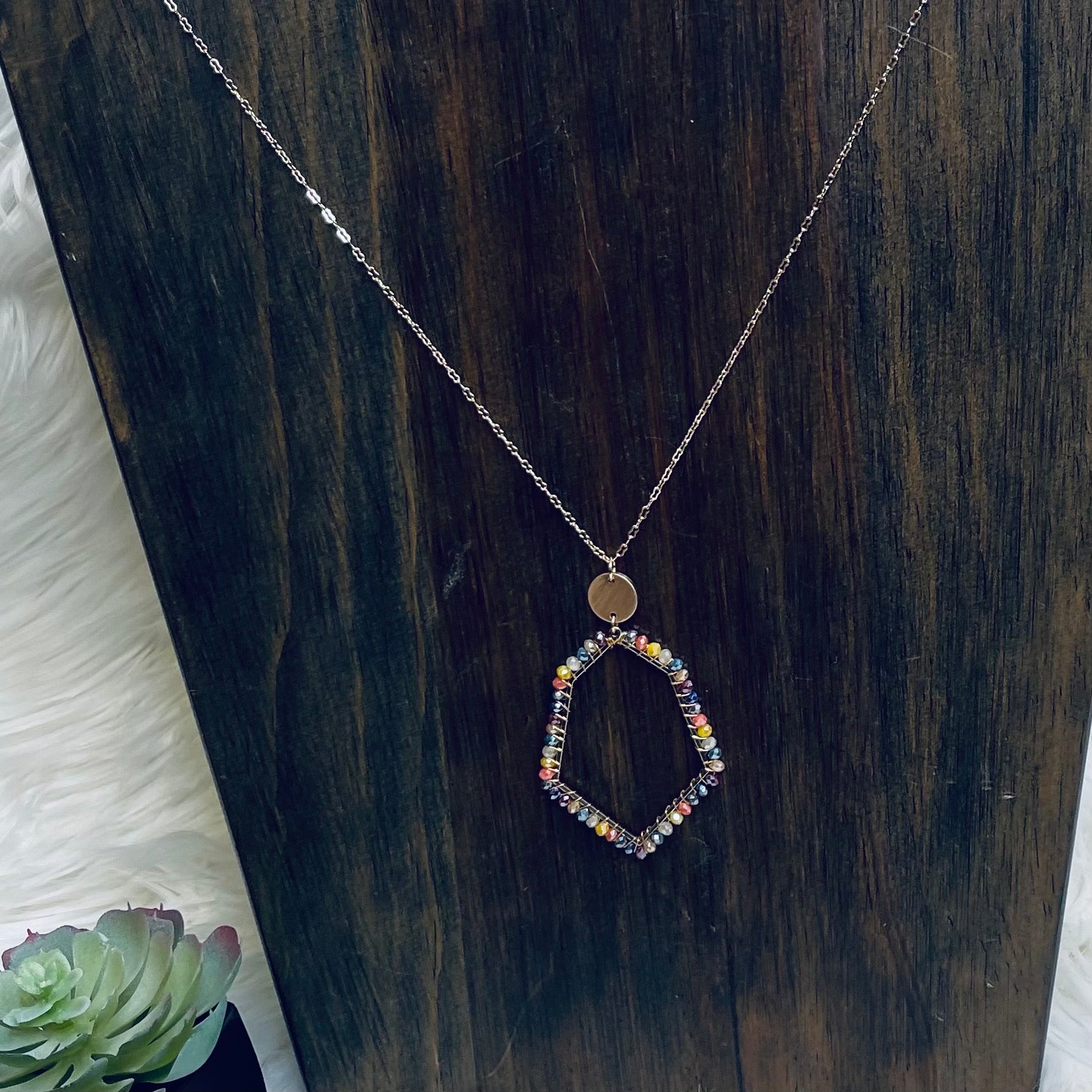 Multi Crystal Bead Wrapped Necklace