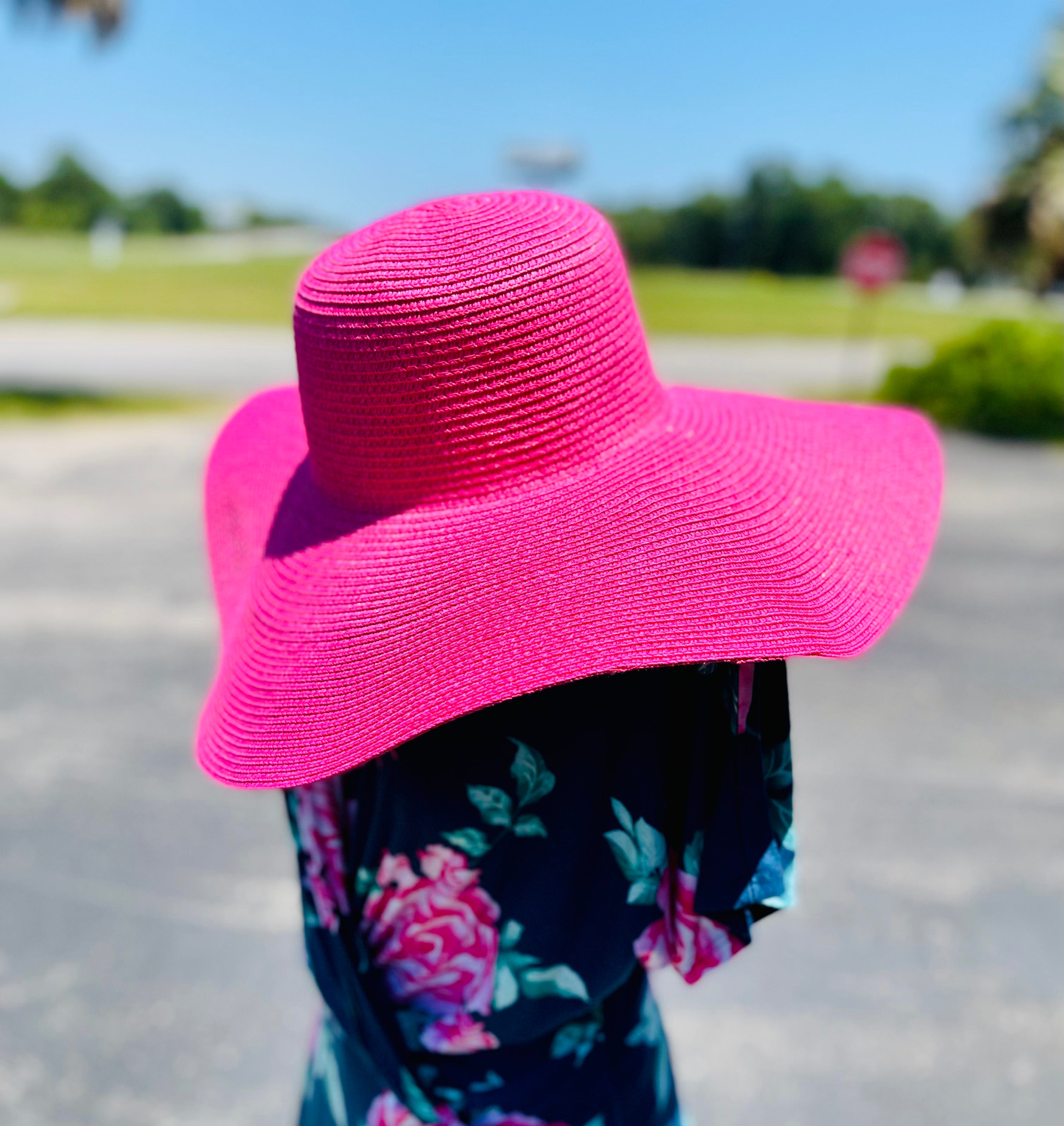 Fuchsia Straw Floppy Sun Hat