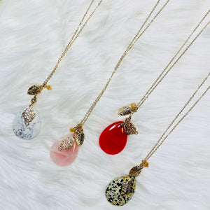 Oval Shaped Stone Charms Necklace