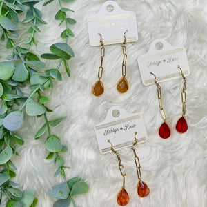 Gem Dangly Gold Earrings