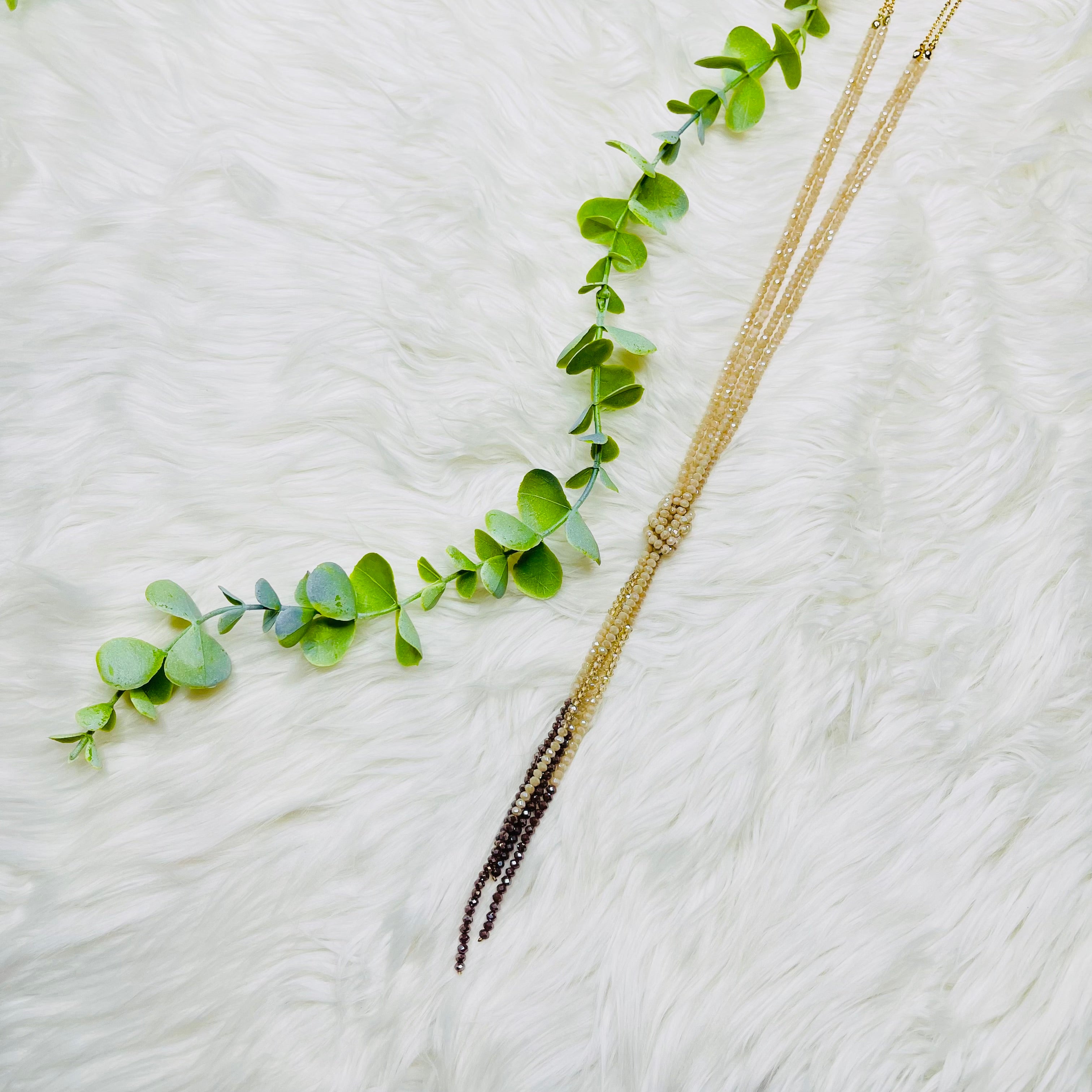 Beaded Tassel Layered Knotted Necklace