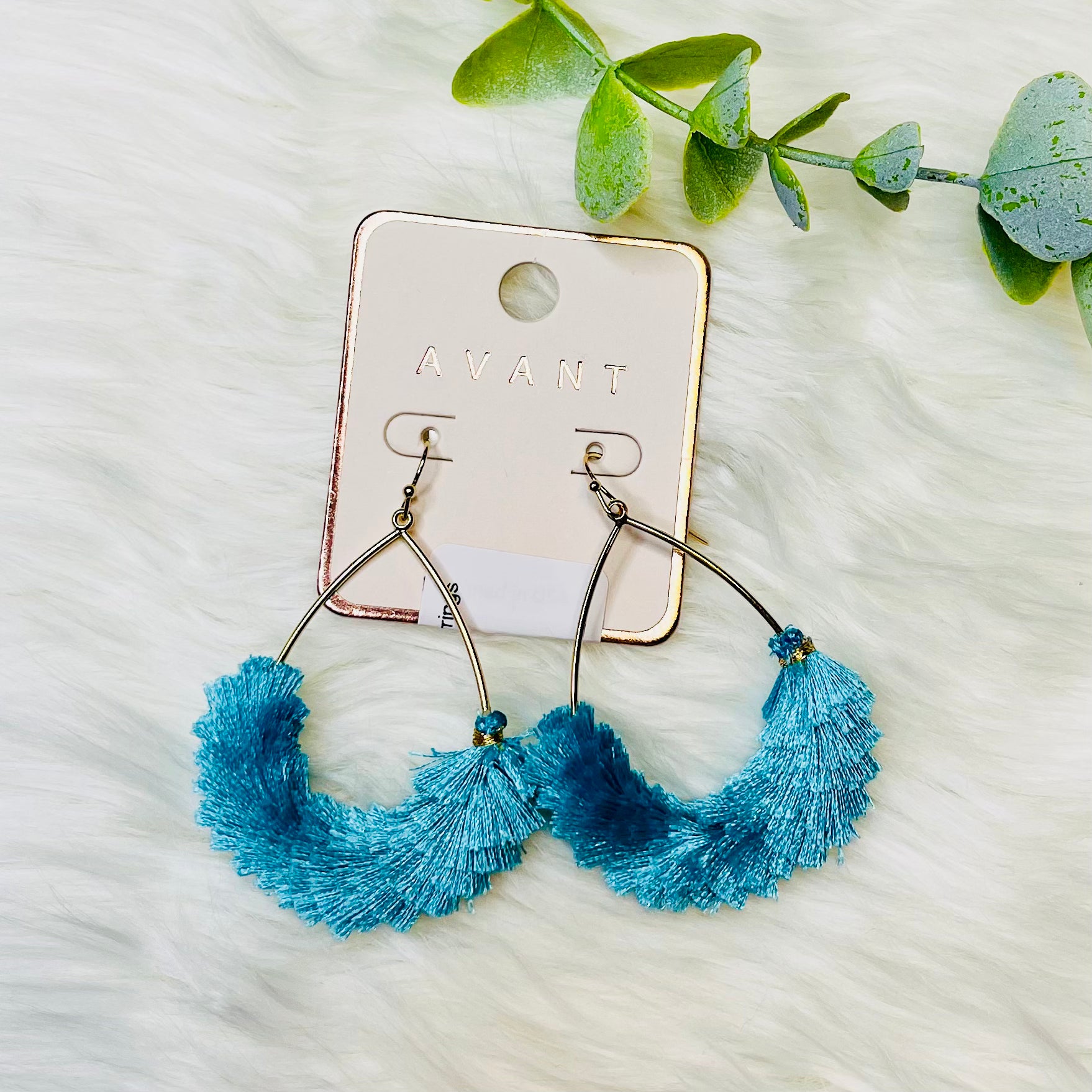 Open Teardrop Metal Tassel Earrings