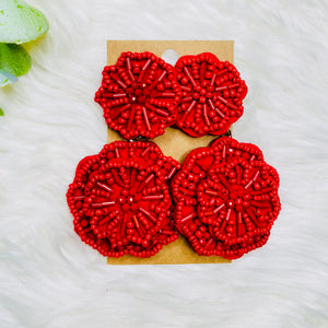 Chunky Seedbead Double Flower Earrings