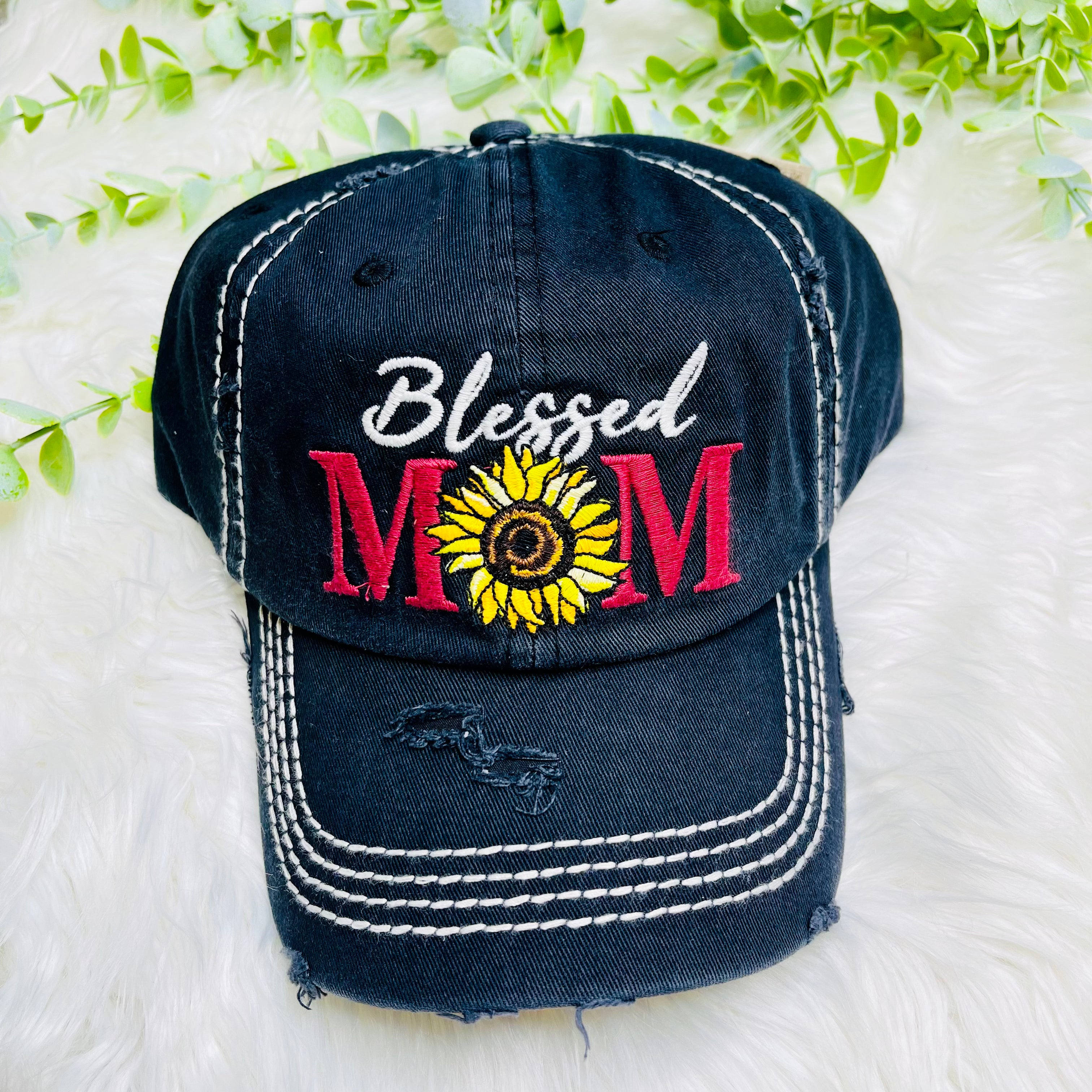 BLESSED MOM Sunflower Hat