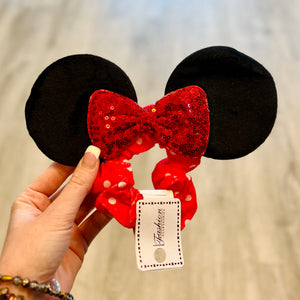 Minnie Mouse Polka Dot Scrunchie With Sequin Bow