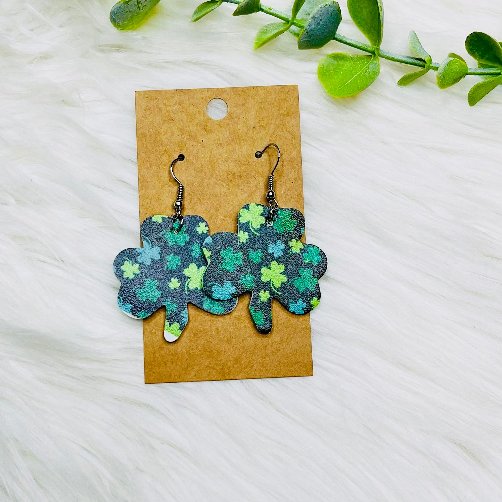St. Patricks Day Faux Leather Earrings- SALE