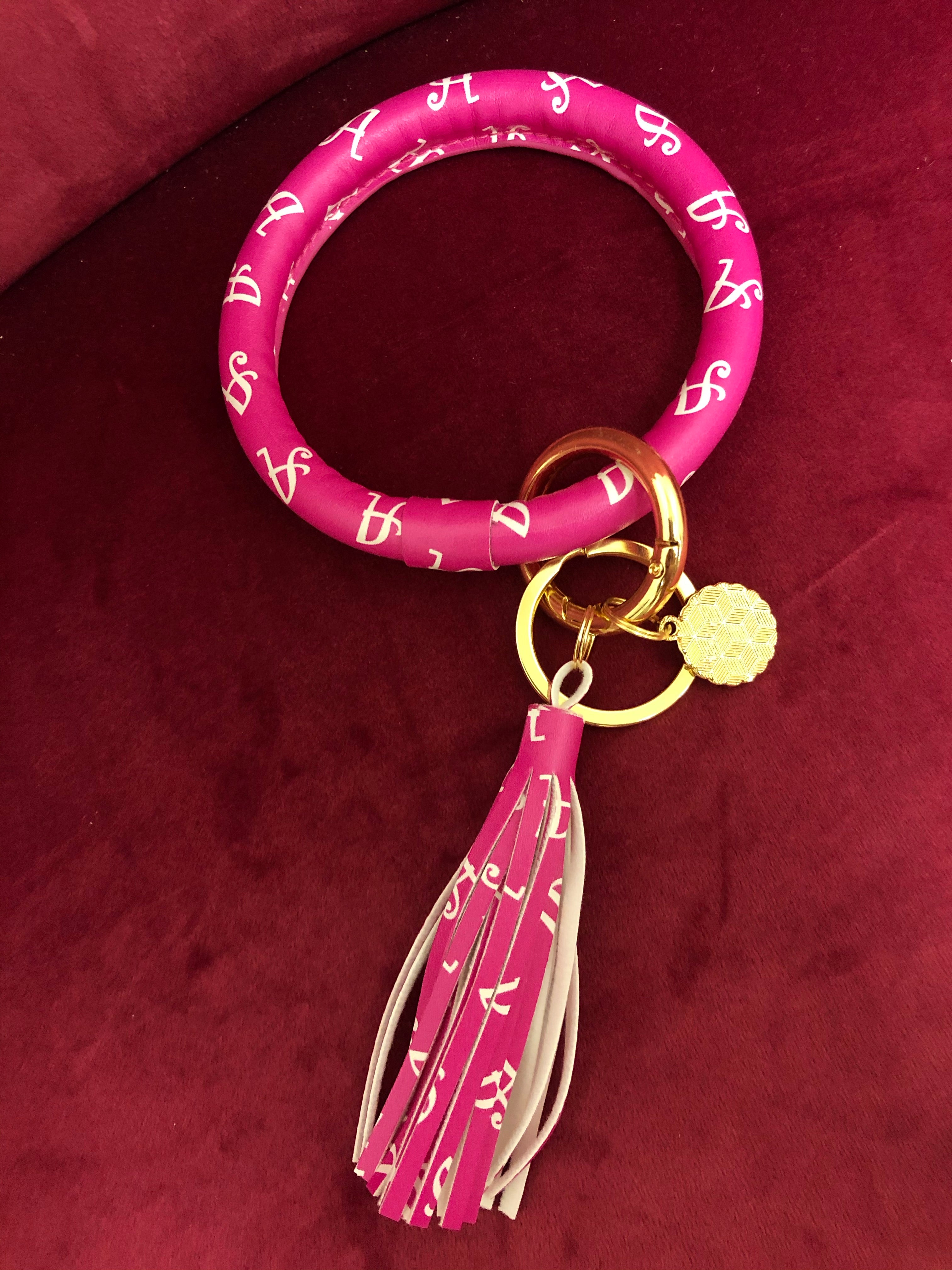 Pink Initial Wristlet Key Chain