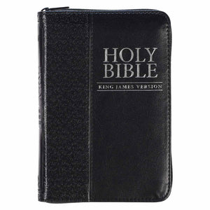 Black Faux Leather Mini Pocket KJV Zippered Bible