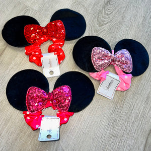 Minnie Mouse Polka Dot Scrunchie With Sequin Bow