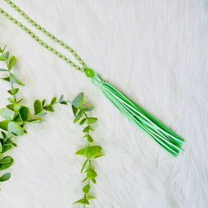 Glass Bead Suede Tassel Necklace
