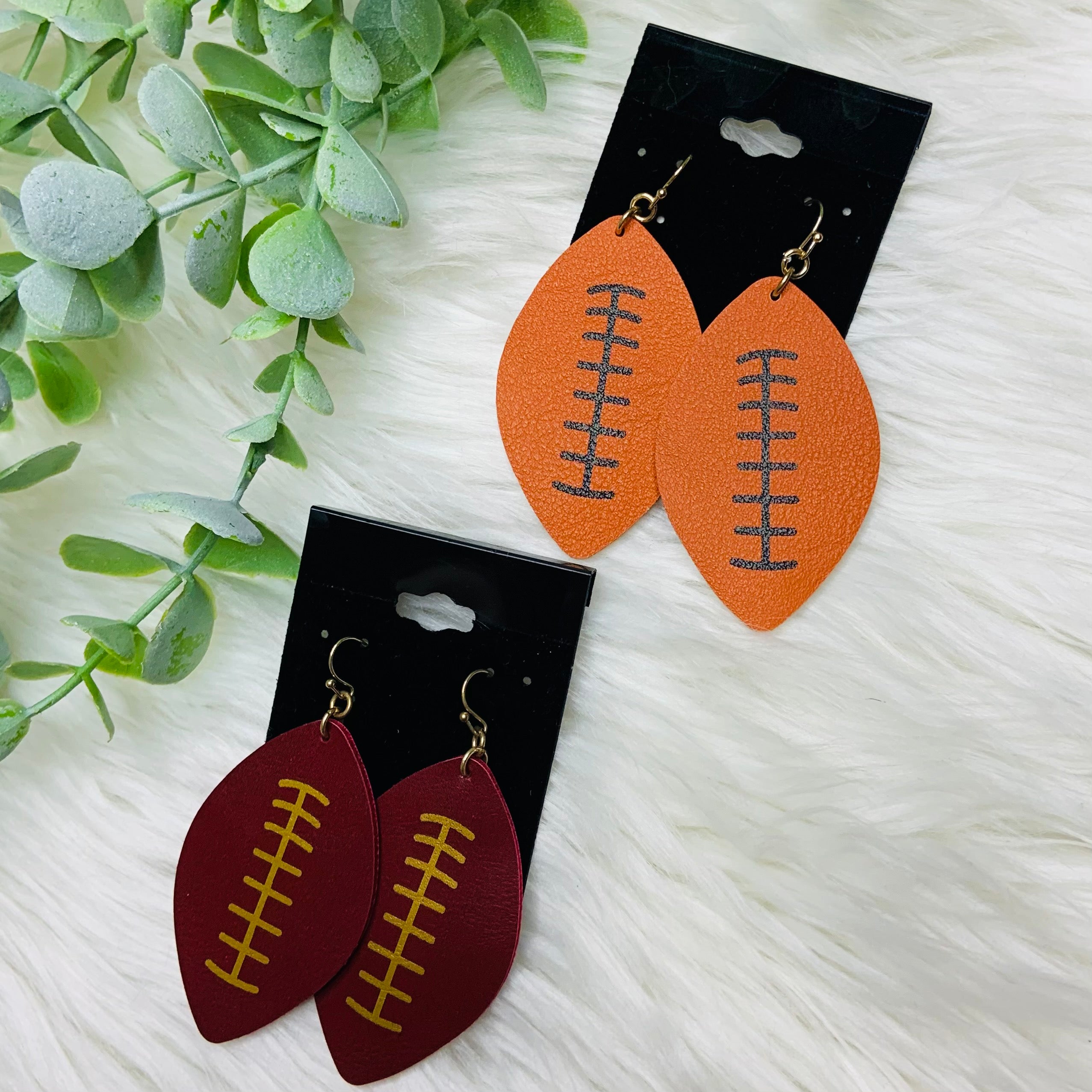 Fabric Teardrop Football Shape Earrings