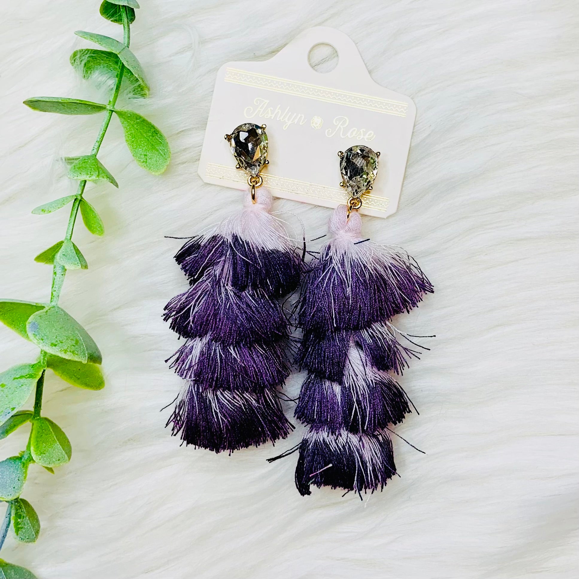 Ombre Tassel Gem Earrings