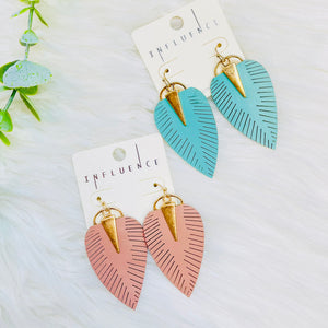 Leather Leaf Gold Earrings