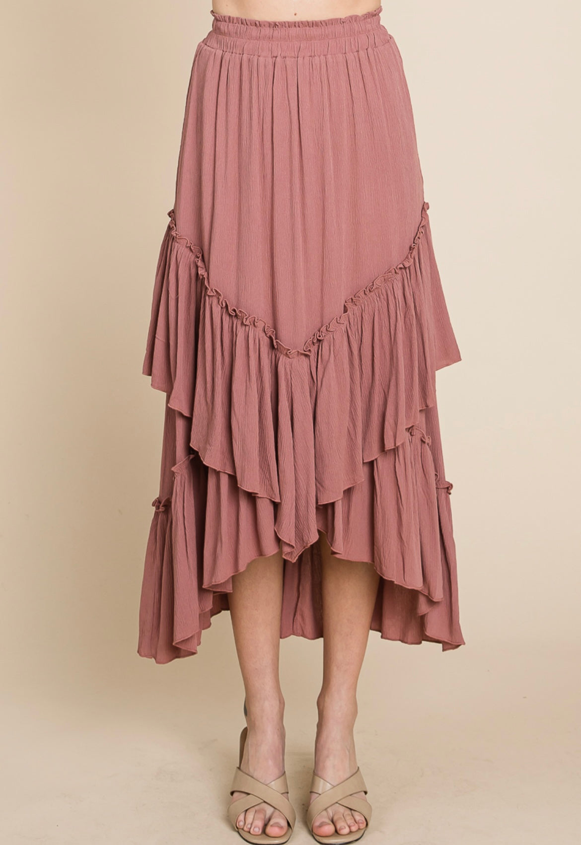 MAUVE RUFFLE MAXI SKIRT