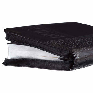 Black Faux Leather Mini Pocket KJV Zippered Bible