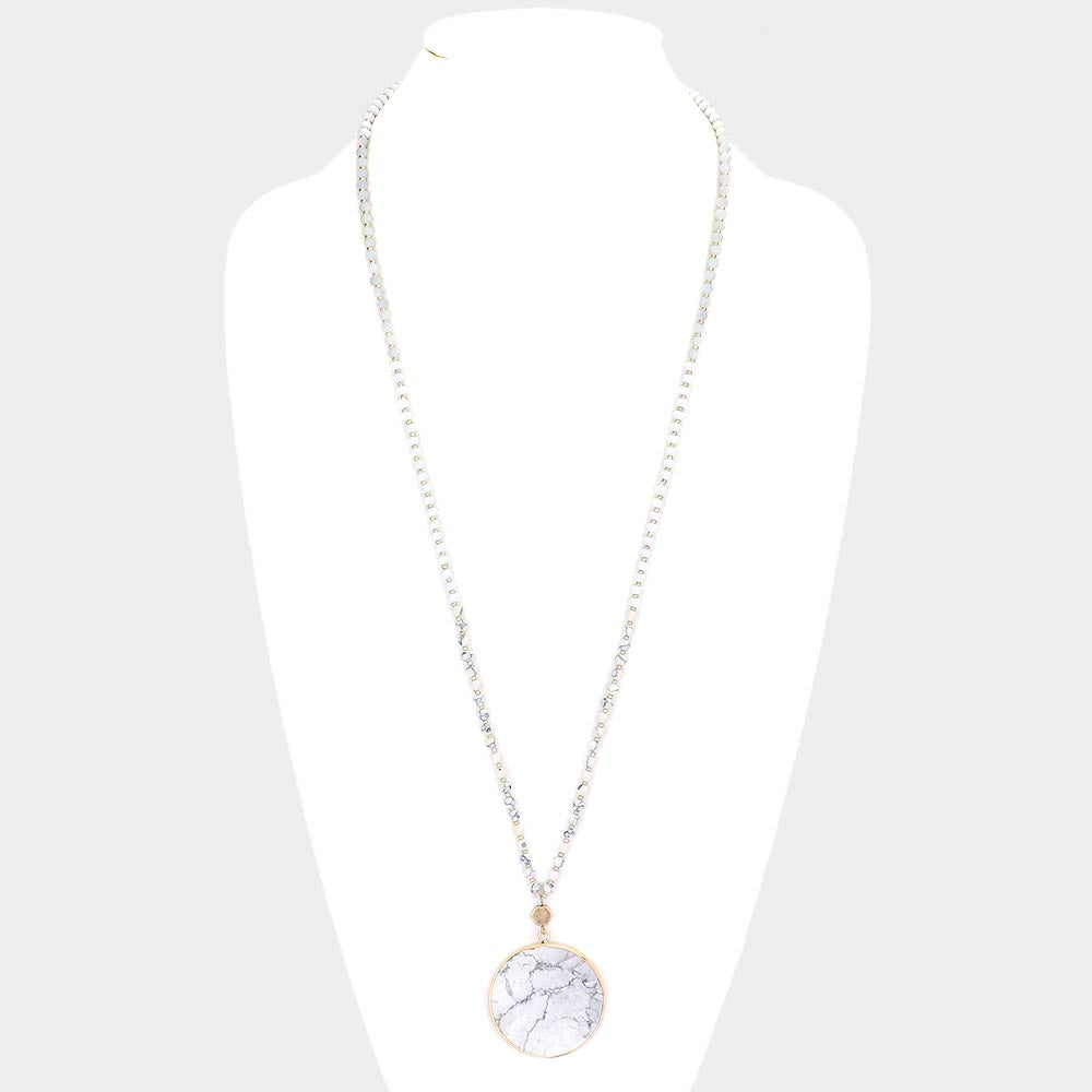 Glass Disc Marble Beaded Necklace