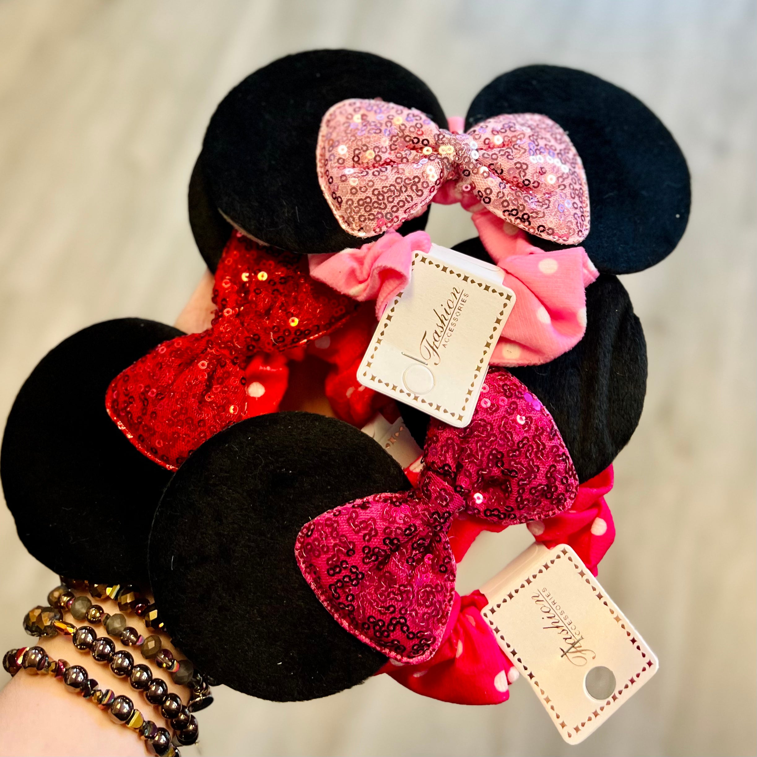 Minnie Mouse Polka Dot Scrunchie With Sequin Bow