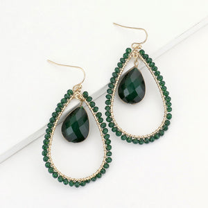 Beaded Teardrop Dangly Earrings