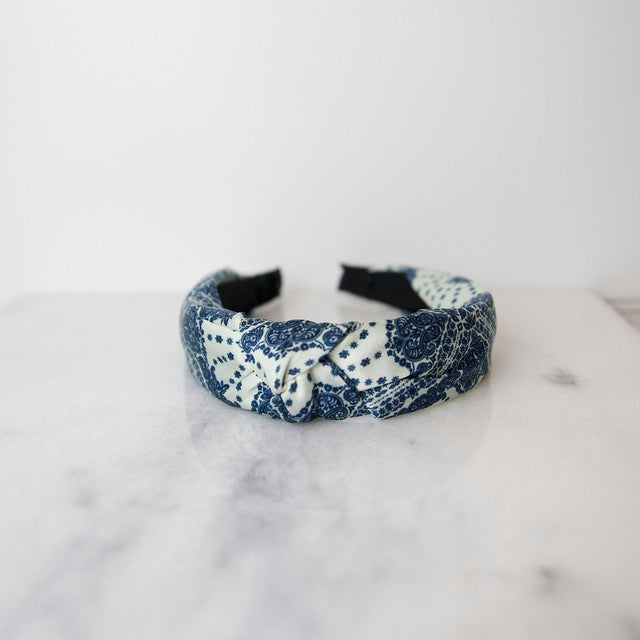 Navy Paisley Headband