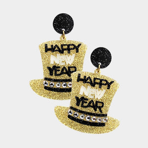 Happy New Year Hat Earrings
