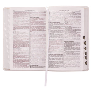 White Faux Leather KJV Gift Deluxe Bible Thumb Index