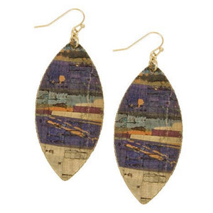 Watercolor Painted Cork Earrings