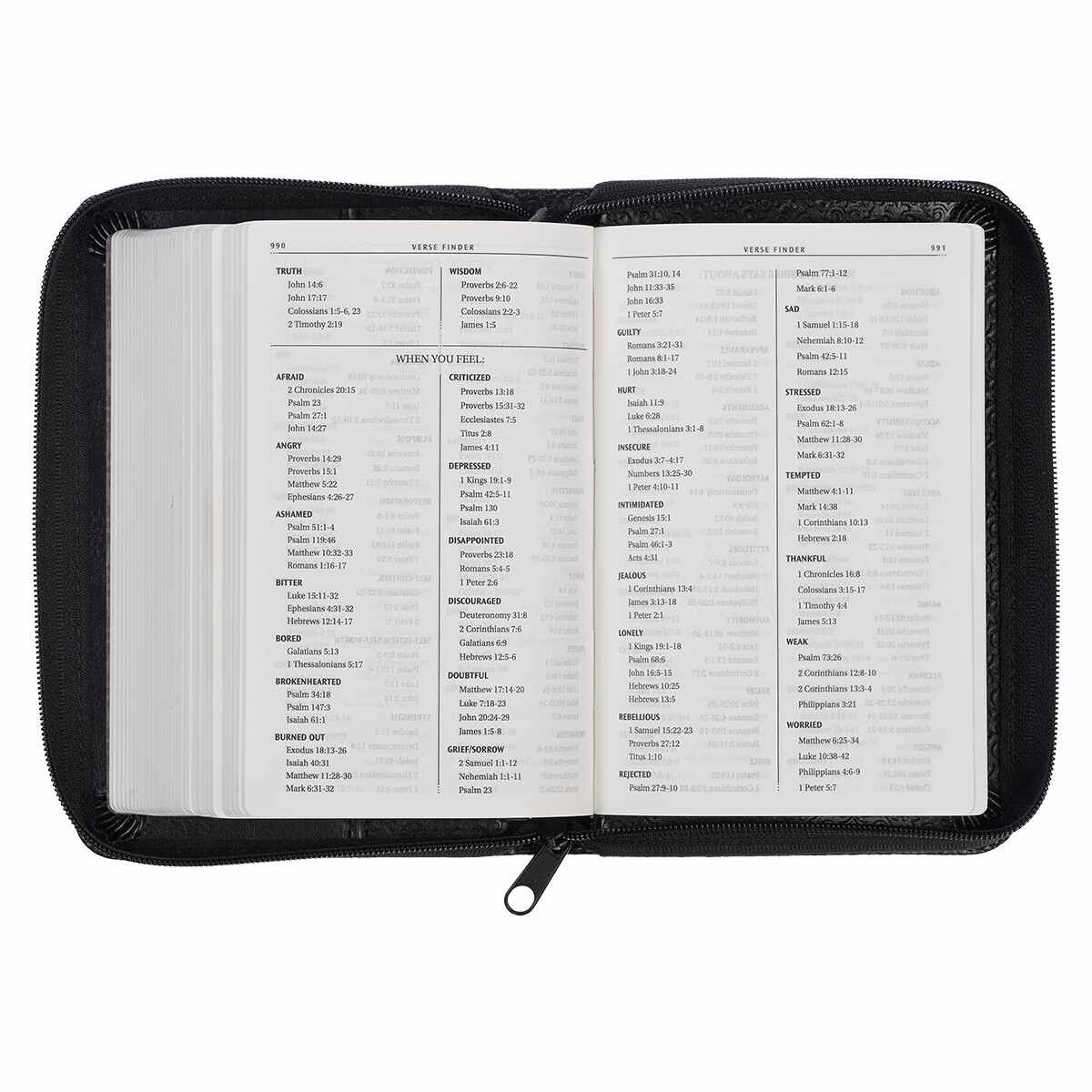 Black Faux Leather Mini Pocket KJV Zippered Bible