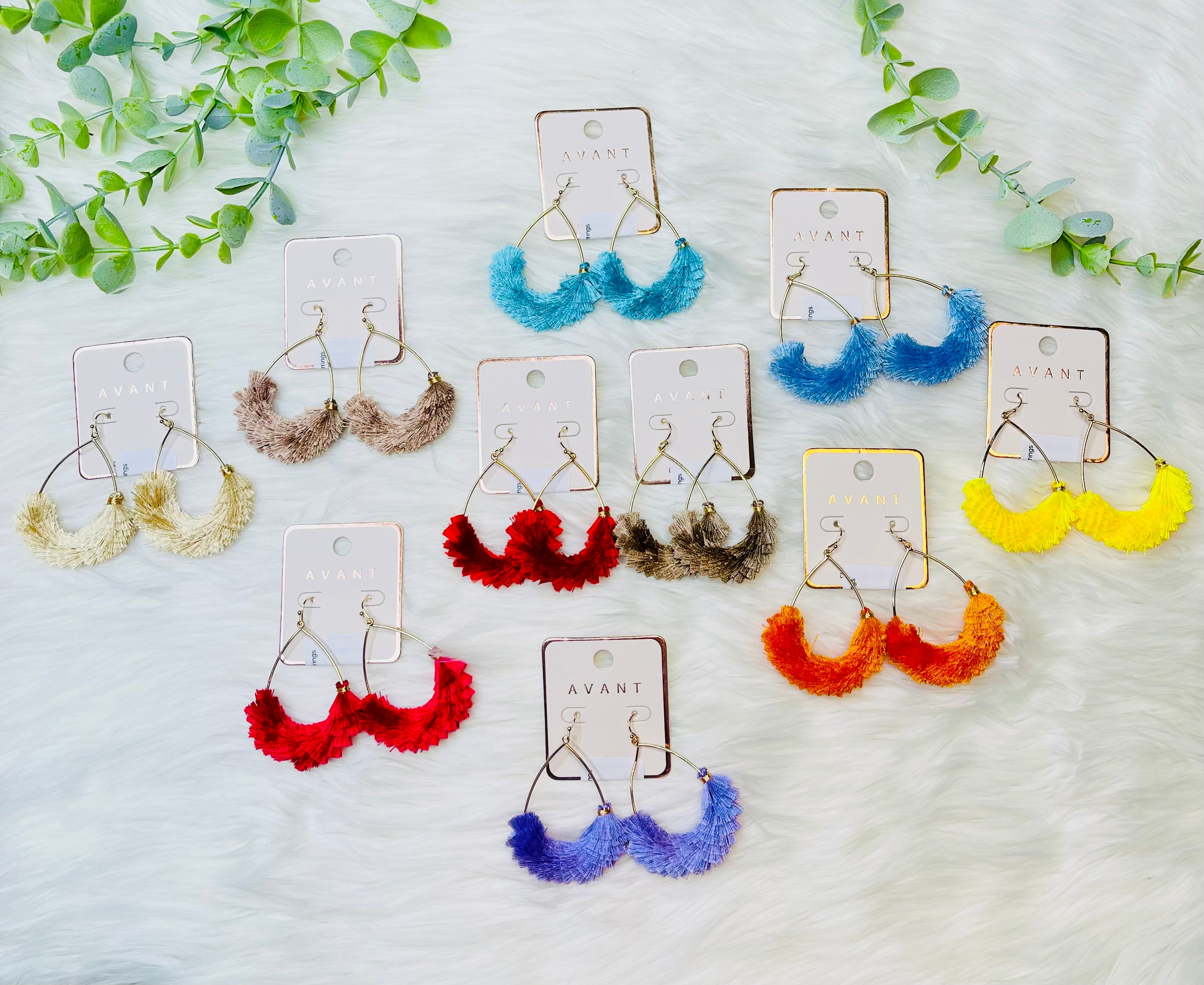 Open Teardrop Metal Tassel Earrings