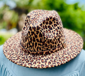 Leopard Brown Belted Fedora Hat