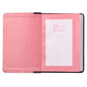 Burgundy Pink Faux Leather Compact KJV Bible