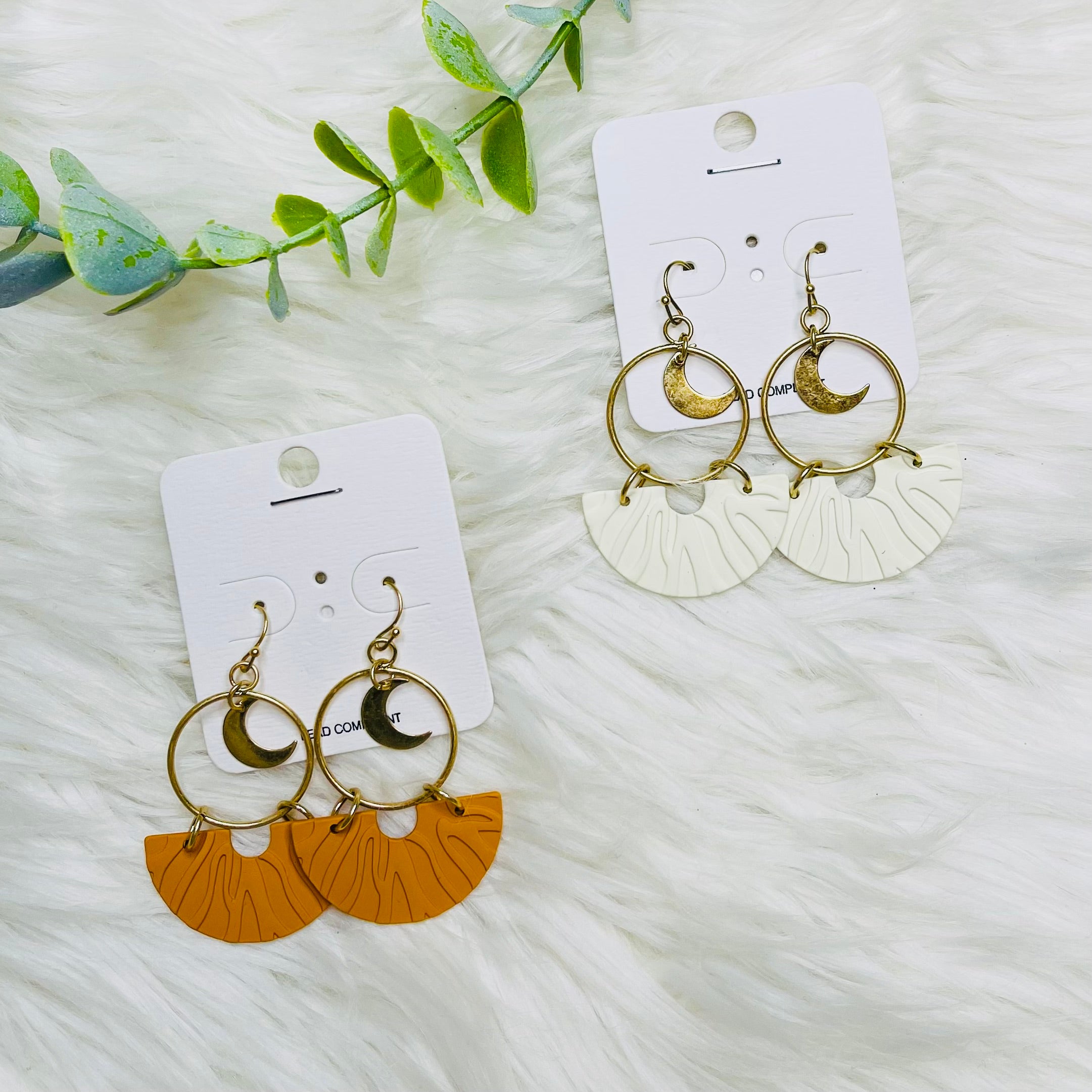 Gold Moon Charm Dangly Earrings